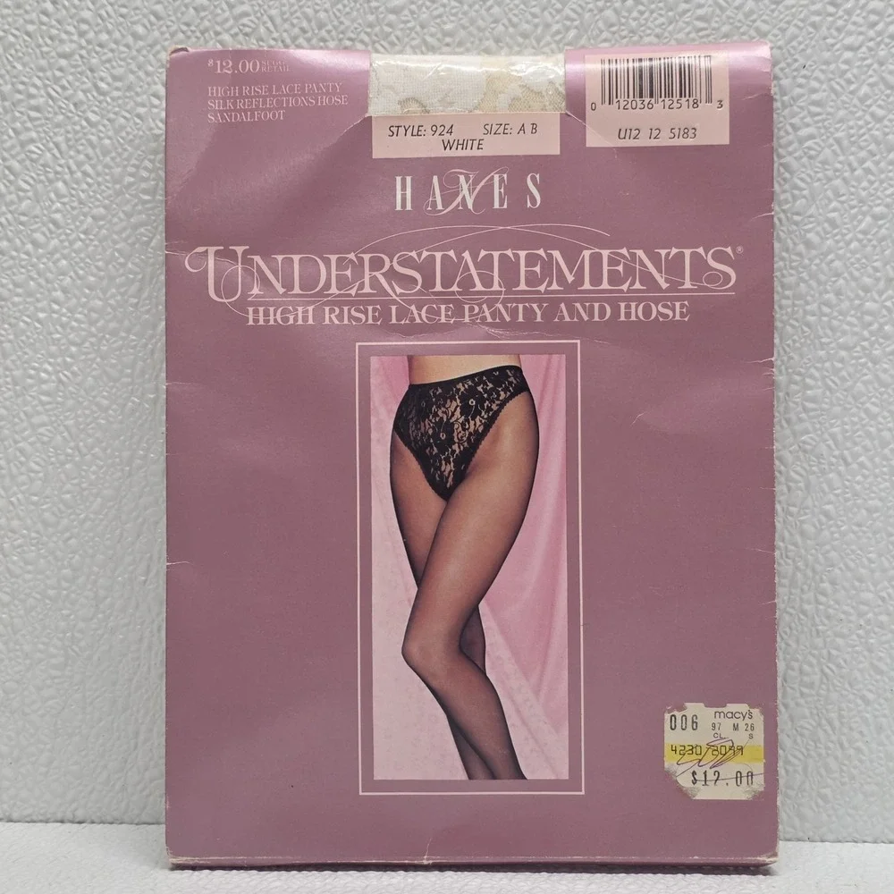Vintage Hanes Understatements High Rise Lace Panty And Hose White Size AB